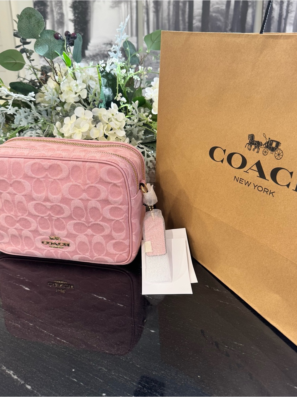 🌸COACH Carey Crossbody Bag in Signature Pink Denim Gold Hardware styleCER69 NWT - Picture 2 of 12